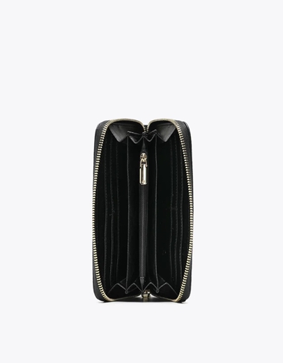 Εικόνα της Γυναικείο πορτοφόλι μονόχρωμο με φερμουάρ Μαύρο