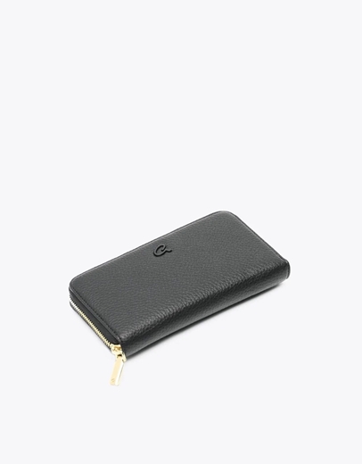 Εικόνα της Γυναικείο πορτοφόλι μονόχρωμο με φερμουάρ Μαύρο