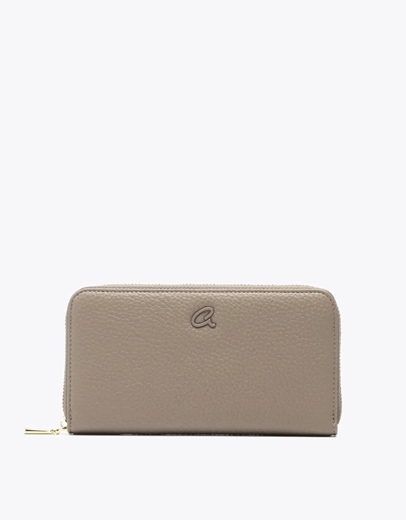 Εικόνα της Γυναικείο πορτοφόλι μονόχρωμο με φερμουάρ Μπεζ