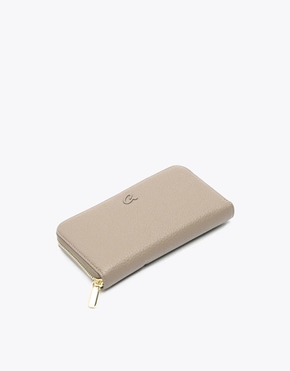 Εικόνα της Γυναικείο πορτοφόλι μονόχρωμο με φερμουάρ Μπεζ