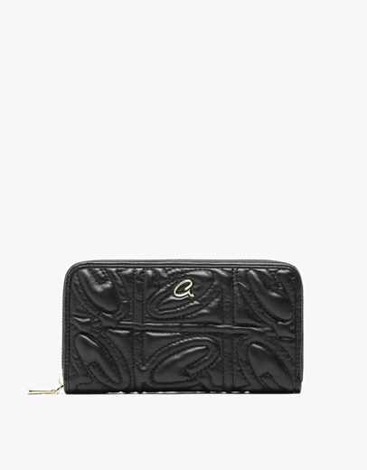 Εικόνα της Γυναικείο πορτοφόλι μονόχρωμο με μοτίβο Μαύρο