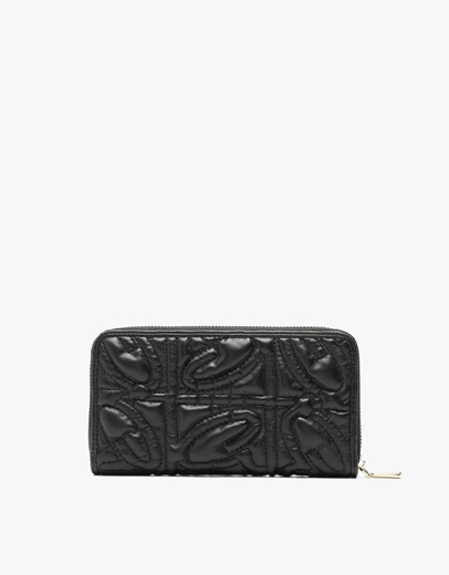 Εικόνα της Γυναικείο πορτοφόλι μονόχρωμο με μοτίβο Μαύρο