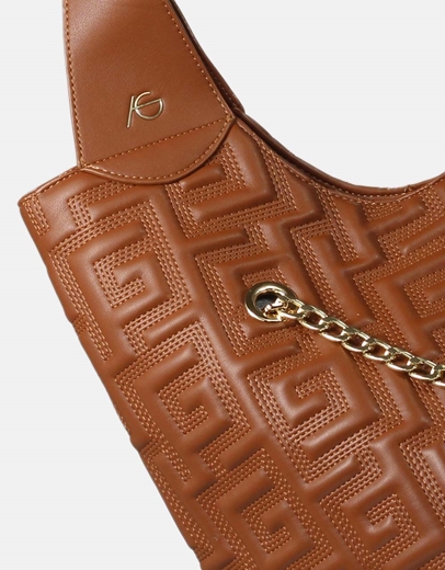 Εικόνα της Τσάντα χειρός με αλυσίδα και μοτίβο μαιάνδρου Ταμπά