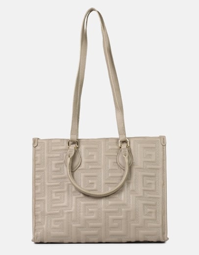Εικόνα της Tσάντα χειρός με μοτίβο μαιάνδρου Μπεζ