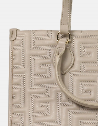 Εικόνα της Tσάντα χειρός με μοτίβο μαιάνδρου Μπεζ