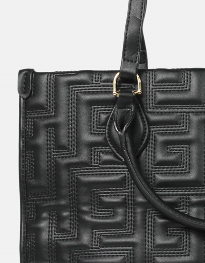 Εικόνα της Tσάντα χειρός με μοτίβο μαιάνδρου Μαύρο