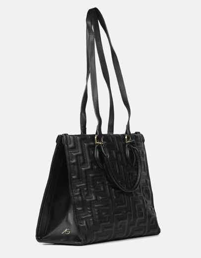 Εικόνα της Tσάντα χειρός με μοτίβο μαιάνδρου Μαύρο