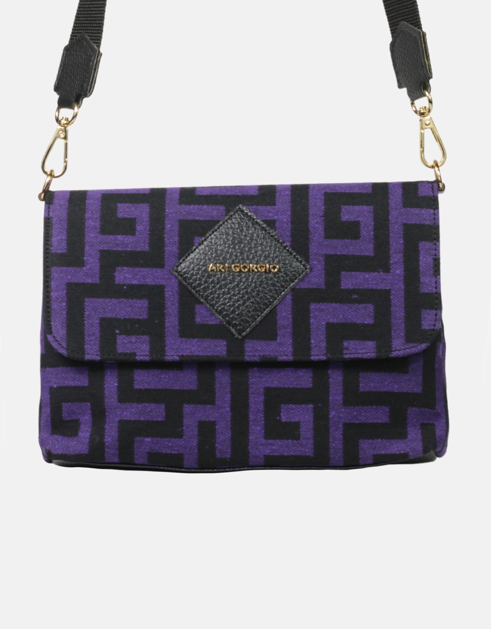 Εικόνα από Χειροποίητη τσάντα ώμου με μαίανδρο ελληνικής κατασκευής S Μωβ