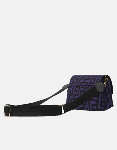 Εικόνα της Χειροποίητη τσάντα ώμου με μαίανδρο ελληνικής κατασκευής S Μωβ