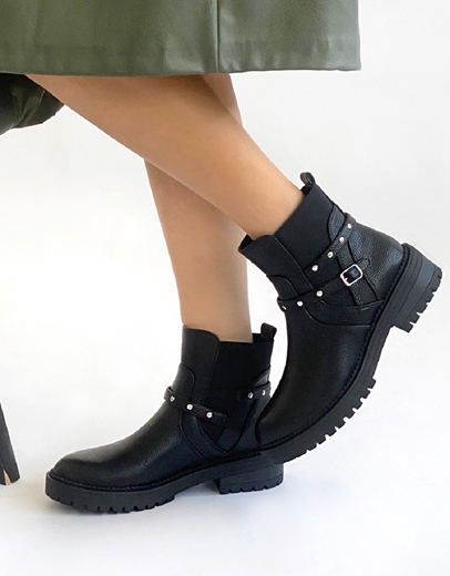 Εικόνα της Μποτάκια αστραγάλου μονόχρωμα με τρουκς Μαύρο