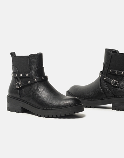 Εικόνα της Μποτάκια αστραγάλου μονόχρωμα με τρουκς Μαύρο