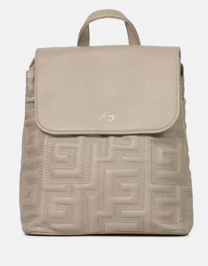 Εικόνα της Σακίδιο πλάτης με μοτίβο μαιάνδρου και μαγνητικό κλιπ Μπεζ