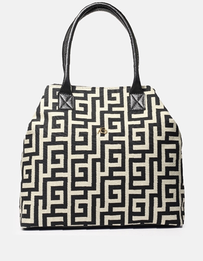 Εικόνα της Χειροποίητη τσάντα χειρός με μαίανδρο Μαύρο