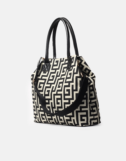 Εικόνα της Χειροποίητη τσάντα χειρός με μαίανδρο Μαύρο