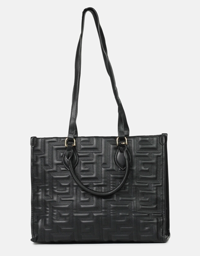 Εικόνα της Tσάντα χειρός με μοτίβο μαιάνδρου Μαύρο