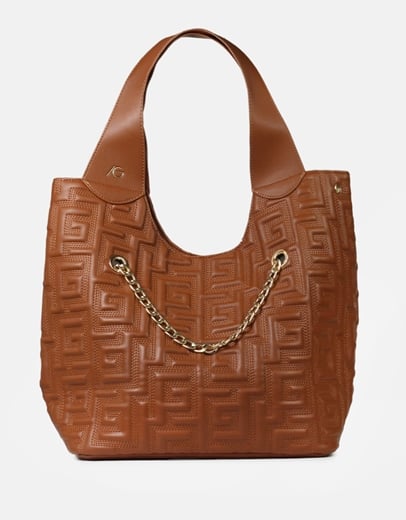 Εικόνα της Τσάντα χειρός με αλυσίδα και μοτίβο μαιάνδρου Ταμπά