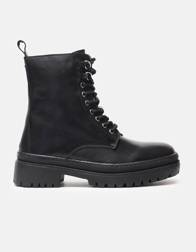 Εικόνα της Δερμάτινα μποτάκια Gioseppo με τρακτερωτή σόλα Μαύρο