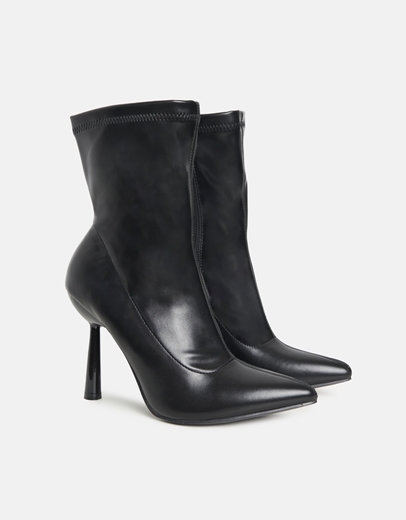 Εικόνα της Μποτάκια μυτερά με λεπτό τακούνι και φερμουάρ Μαύρο