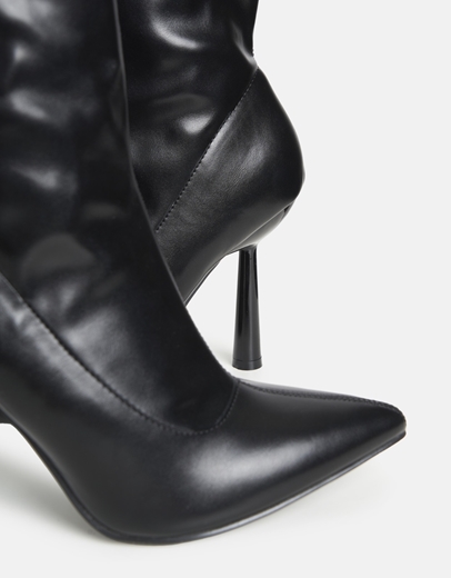 Εικόνα της Μποτάκια μυτερά με λεπτό τακούνι και φερμουάρ Μαύρο