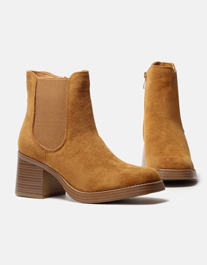 Εικόνα της Chelsea μποτάκια suede με τετράγωνο τακούνι Ταμπά