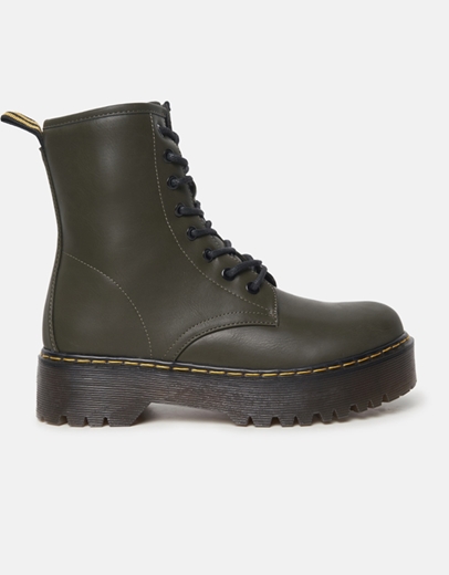 Εικόνα της Αρβυλάκια μονόχρωμα με φερμουάρ και διπλή σόλα Πράσινο