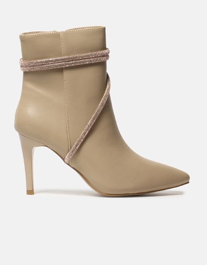 Εικόνα της Μποτάκια μυτερά με λεπτό τακούνι και strass Πούρο