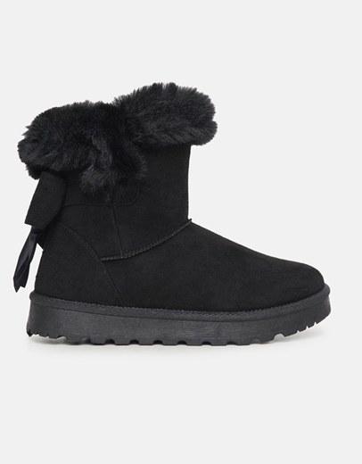 Εικόνα της Μποτάκια με γουνάκι και διακοσμητικό φιόγκο Μαύρο