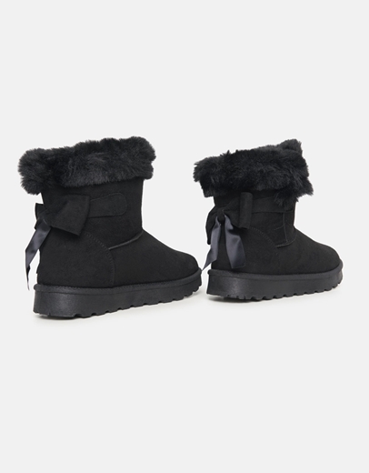 Εικόνα της Μποτάκια με γουνάκι και διακοσμητικό φιόγκο Μαύρο