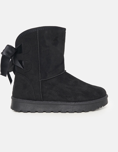 Εικόνα της Μποτάκια με γουνάκι και διακοσμητικό φιόγκο Μαύρο