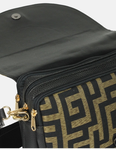 Εικόνα της Χειροποίητο τσαντάκι με μαίανδρο και προσαρμοζόμενο ιμάντα Χρυσό