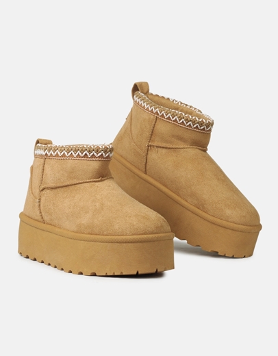 Εικόνα της Suede μποτάκια με διπλό πάτο και γούνινη επένδυση εσωτερικά Ταμπά