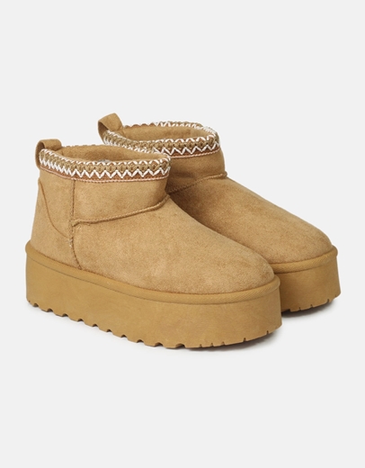 Εικόνα της Suede μποτάκια με διπλό πάτο και γούνινη επένδυση εσωτερικά Ταμπά