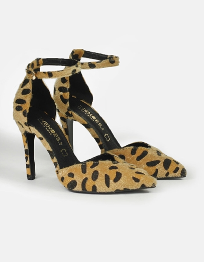 Εικόνα της Μυτερές ψηλοτάκουνες Ελληνικής κατασκευής γόβες με μπαρέτα Λεοπάρ