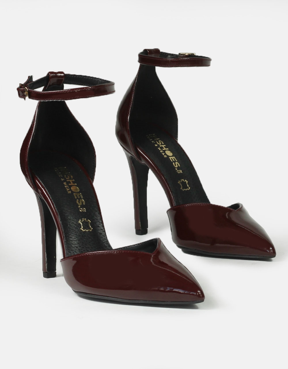 Εικόνα από Μυτερές ψηλοτάκουνες Ελληνικής κατασκευής γόβες με μπαρέτα Μπορντώ