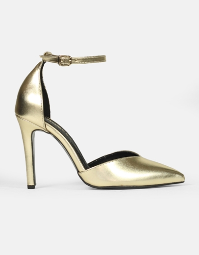 Εικόνα της Μυτερές ψηλοτάκουνες Ελληνικής κατασκευής γόβες με μπαρέτα Πλατίνα