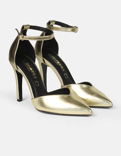 Εικόνα της Μυτερές ψηλοτάκουνες Ελληνικής κατασκευής γόβες με μπαρέτα Πλατίνα