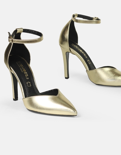 Εικόνα της Μυτερές ψηλοτάκουνες Ελληνικής κατασκευής γόβες με μπαρέτα Πλατίνα