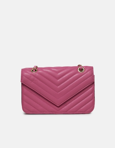 Εικόνα της Μονόχρωμη τσάντα ώμου με διακοσμητικά γαζιά Φούξια