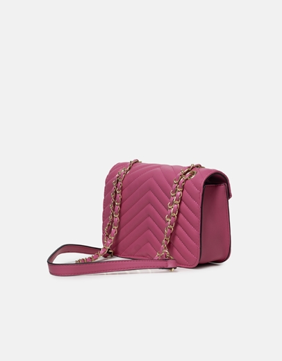 Εικόνα της Μονόχρωμη τσάντα ώμου με διακοσμητικά γαζιά Φούξια