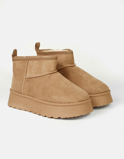 Εικόνα της Δίσολα suede μποτάκια αστραγάλου μονόχρωμα Κάμελ