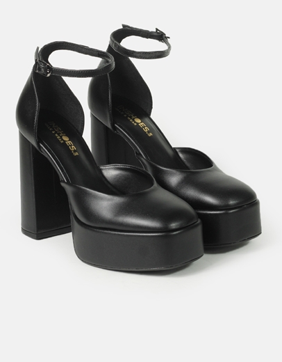 Εικόνα της Ψηλοτάκουνες μονόχρωμες γόβες Ελληνικής κατασκευής Μαύρο