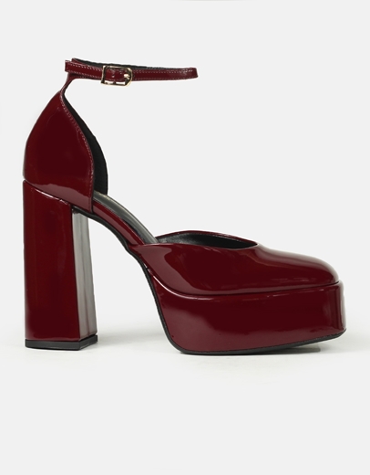 Εικόνα της Ψηλοτάκουνες λουστρίνι γόβες Ελληνικής κατασκευής Μπορντώ