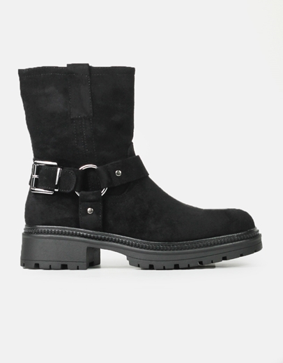 Εικόνα της Μονόχρωμα μποτάκια suede με μεταλλική λεπτομέρεια Μαύρο
