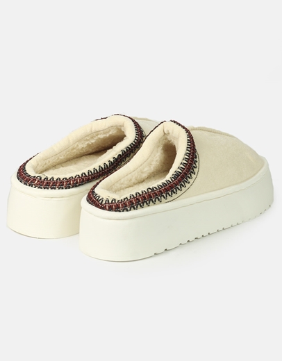 Εικόνα της Suede clogs δίσολα με γούνινη επένδυση Μπεζ