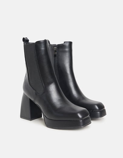 Εικόνα της Chelsea μονόχρωμα μποτάκια με τετράγωνο τακούνι Μαύρο