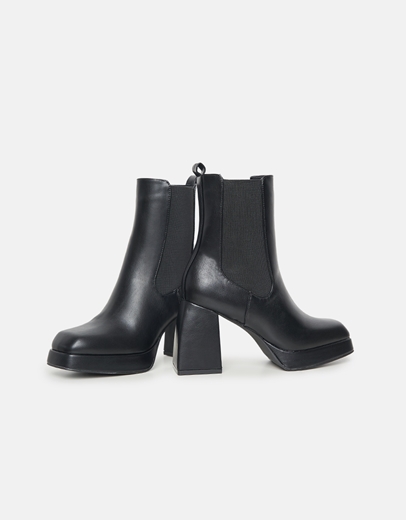 Εικόνα της Chelsea μονόχρωμα μποτάκια με τετράγωνο τακούνι Μαύρο