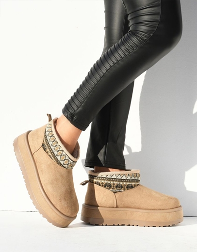 Εικόνα της Δίσολα suede μποτάκια αστραγάλου με σχέδιο Κάμελ