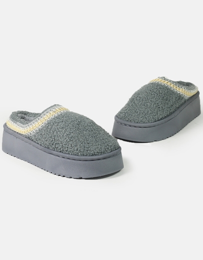 Εικόνα της Δίσολα clogs με γούνινη επένδυση Γκρι