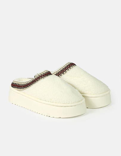 Εικόνα της Δίσολα clogs με γούνινη επένδυση Λευκό
