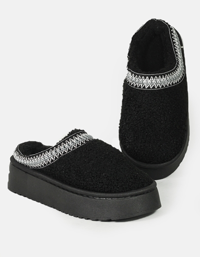 Εικόνα της Δίσολα clogs με γούνινη επένδυση Μαύρο